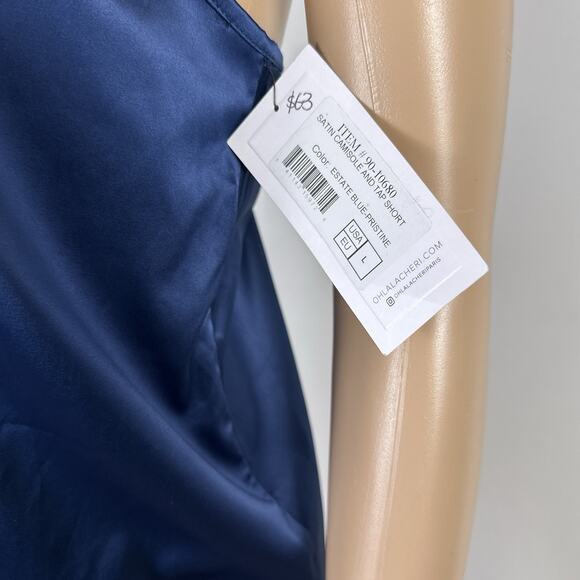 Oh La La Cheri Satin Camisole Cream Lace Flutter Open Back Halter Large New NWT - Picture 4 of 8